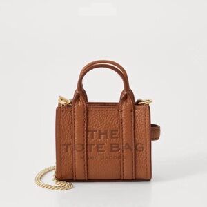 Raffle Prize 🏆 Marc Jacobs Brown Leather Tote Bag Mini Size Key Fab/ Crossbody